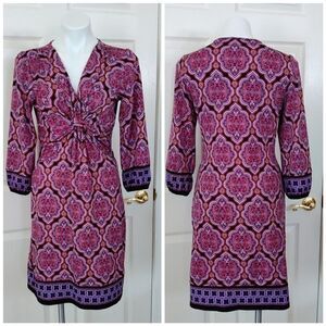 ICE medallion print gathered front dress sz 6